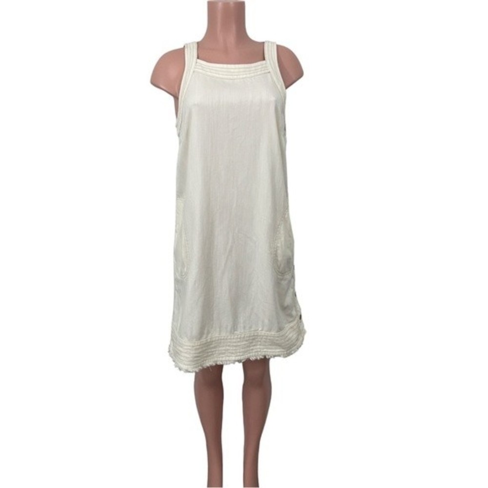 Anthropologie Maeve Sleeveless Dress Cutout Back Raw Hem Side Buttons Size SMALL